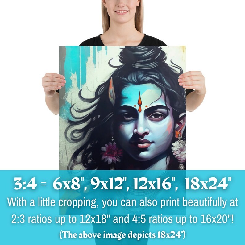Konsttryck av den unge Lord Shiva - "Om Namah Shivaya" | Digital konst av hinduisk gud (nedladdning) bild 6