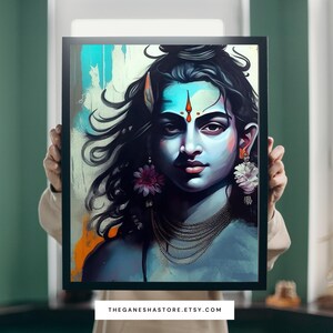 Konsttryck av den unge Lord Shiva - "Om Namah Shivaya" | Digital konst av hinduisk gud (nedladdning) bild 9