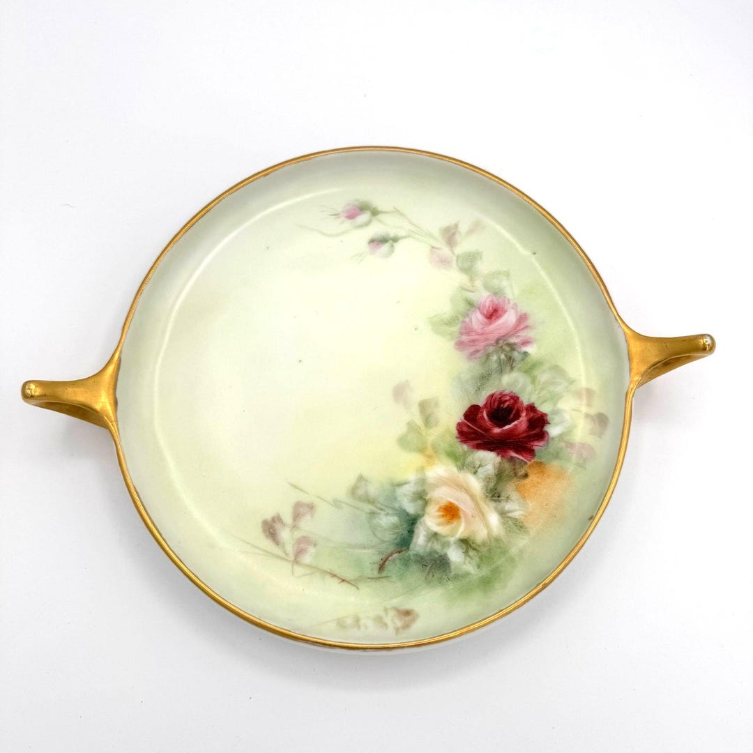 Rosenthal Roses Rosenthal Donatello Vintage Handled Dish With Roses – Gold Trim Floral ...