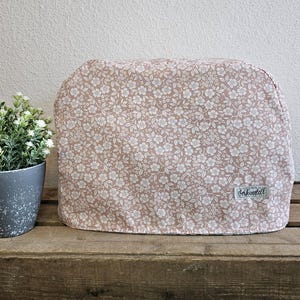 Beschermhoes voor KitchenAid broodrooster / hoes / cover, 2-laags, in bruinroze met witte bloemen