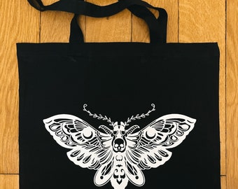 Tote Bag Jute Bag Cotton - Plotterart, Dark, Moth, Mandalas, Tattoo Art