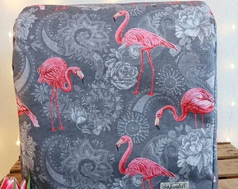 Schutzhülle / Abdeckhaube / Cover,  2-lagig - wasserabweisender Stoff "Flamingo" für Küchenmaschine Thermomix TM5 / TM6