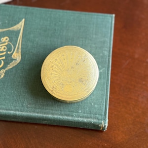 Vintage Round Brass Beauty Compact-Made by Jarvaise-Vintage Beauty and Glam