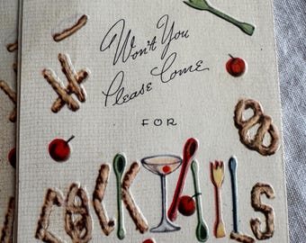 Vintage Cocktail Party Paper Invitations-1950s Chic
