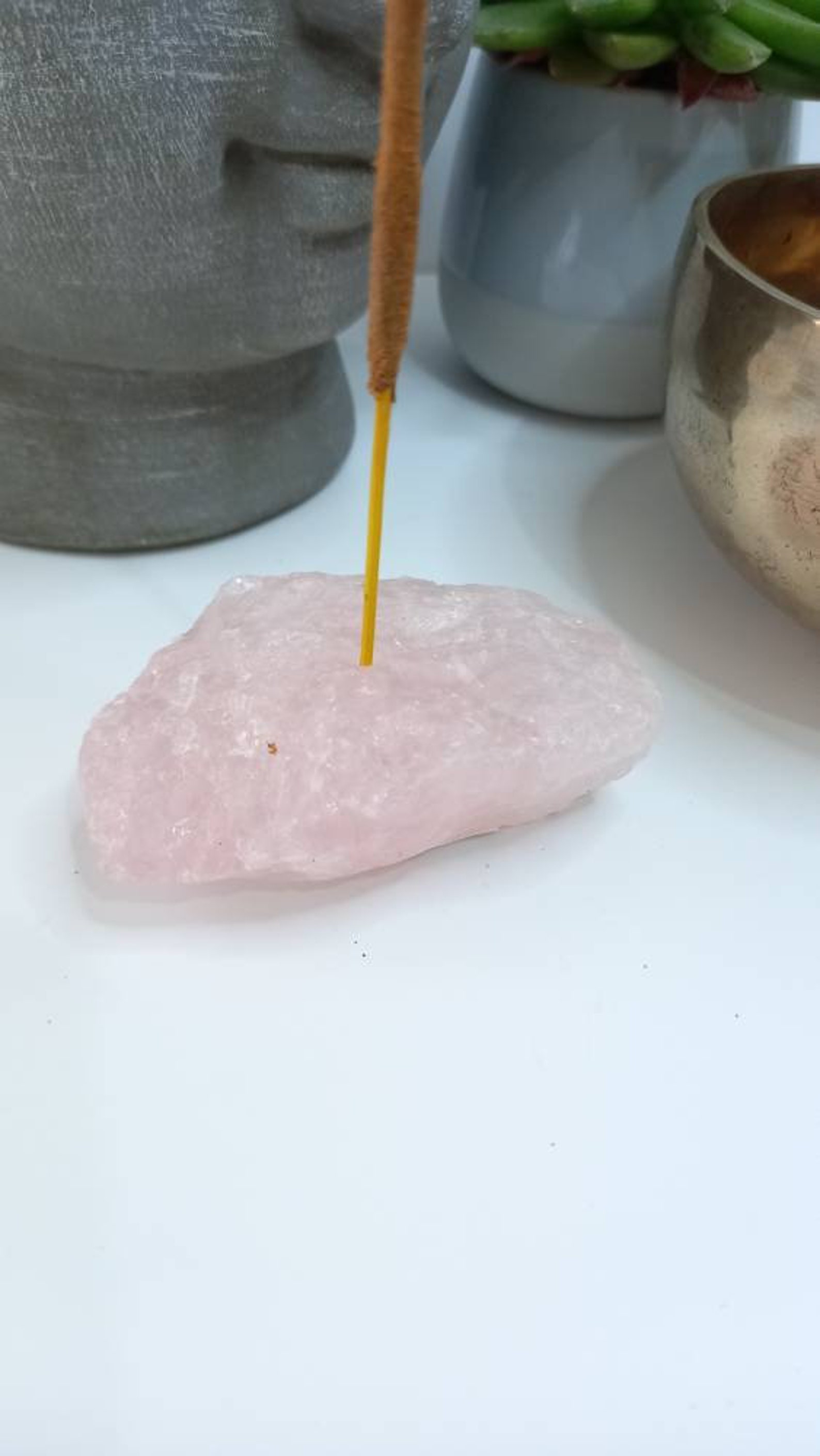 Rose Quartz Incense Holder Rose Quartz Crystal Gifts Etsy