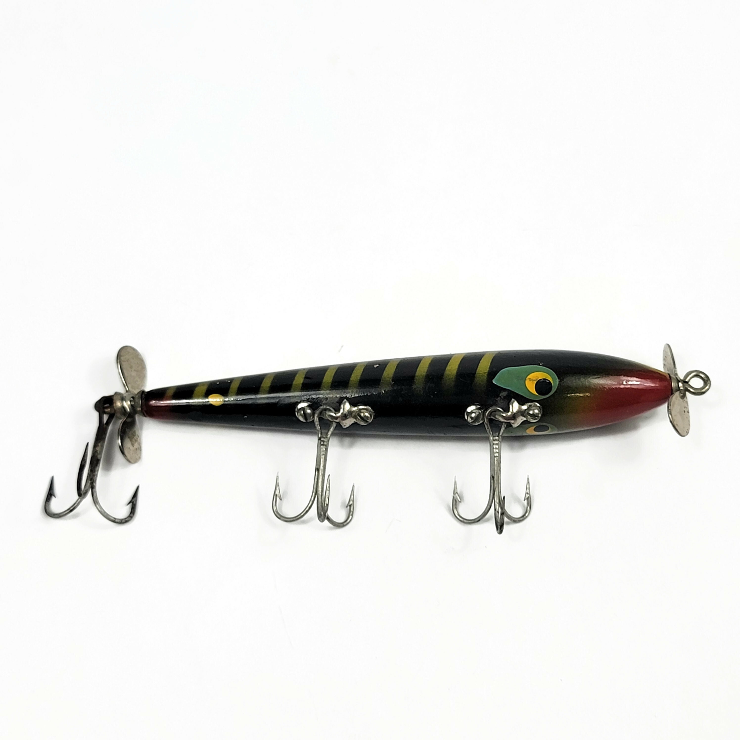 Vintage Smithwick Devil's Horse Wood Fishing Lure 5 Black Green & Red