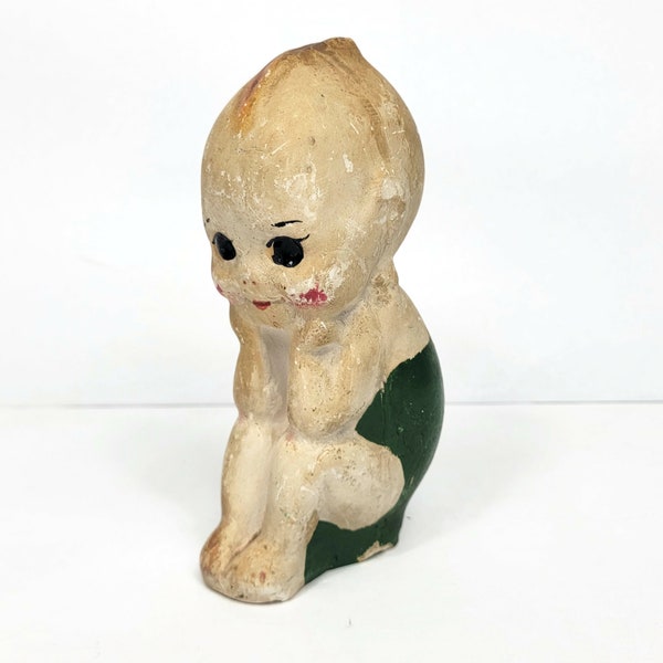 Vintage Chalkware Kewpie Doll Figurine Sitting Baby Boy 6" Rose O'Neill