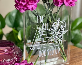 Acrylic Customized Book Vase | Book Vase | Plastic Vase | Book Lovers Gift | Flower Vase