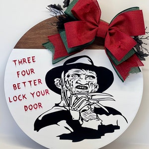 16” Freddy Krueger Door Hanger | Freddy Krueger Decor | Nightmare On Elmstreet Door Hanger | Halloween Door Hanger