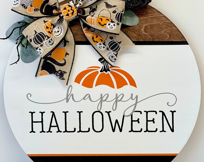 16 Happy Halloween Door Hanger Black Cat Door Hanger Halloween Decor