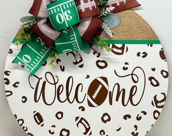 16” Football Door Hanger | Cheetah Print Football Door Hanger | Cheetah Print Door Hanger | Football Season | Football Decor