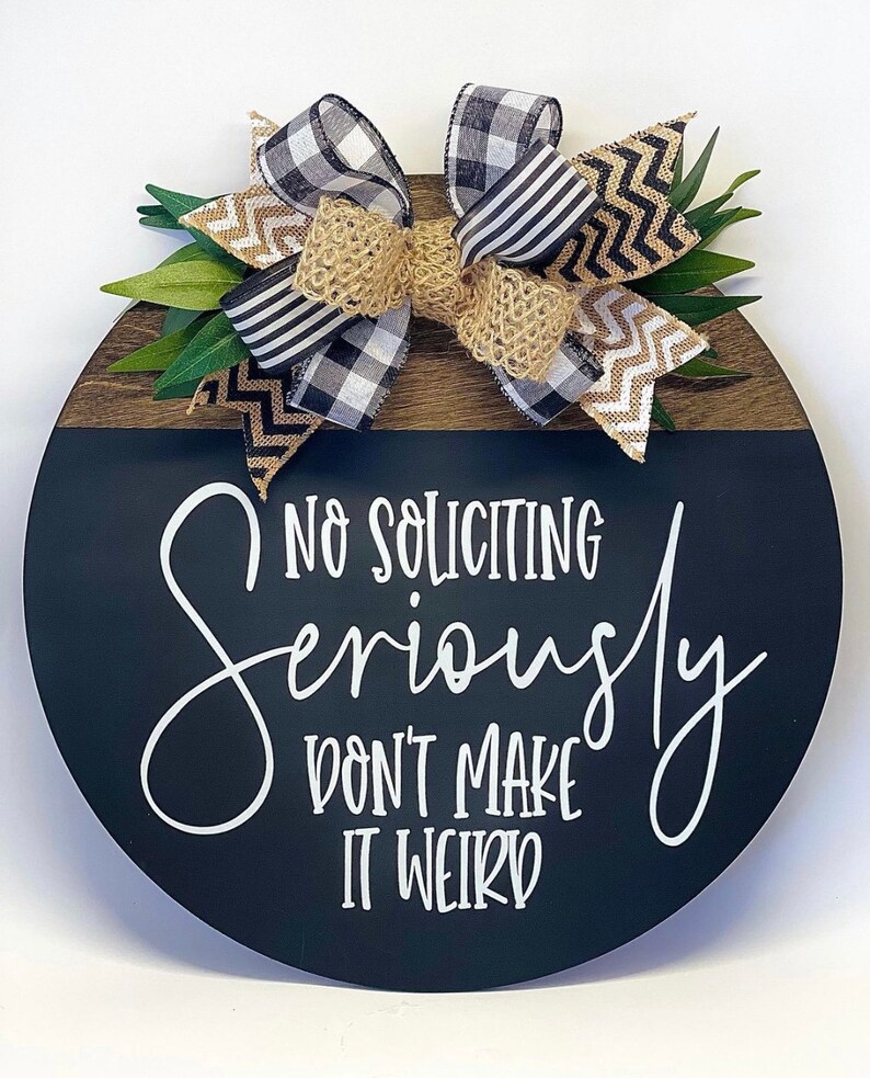 16 No Soliciting Door Hanger Black Door Hanger No Etsy