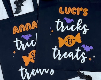 Lightweight Personalized Trick or Treat Tote Bag | Childrens Halloween Bag | Personalized Candy Bag | Halloween Tote