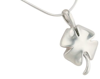 Four Leaf Clover Pendant and Necklace for Ashes, Sterling Silver, Cremation Jewelry for Ashes