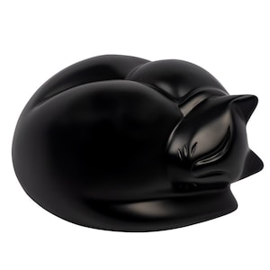 Sleeping Cat Pet Urn Black, Cat Cremation Urn for Ashes