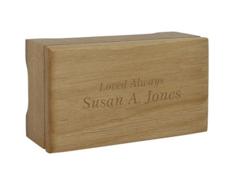 Engraved Concord Alder Keepsake Urn Box, Small Wooden Box for Ashes or Memorabilia, Keepsake Sized Cremation Urn for Ashes