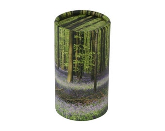 Bluebell Forest Scattering Tube - Extra Small, Biodegradable Cremation Urn for Ashes, Extra Small Sized Cremation Urn, 5.25 Inches High