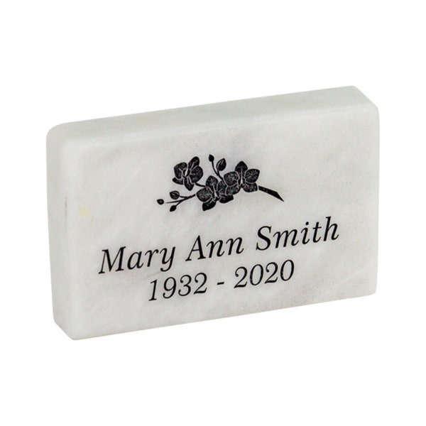 Custom Marble Engravable Name Plate - Soft White, White Name Plate, Memorial Plaque for Cremation Urn for Human Ashes, Home Memorial