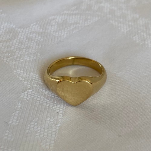 Heart Signet Ring Sterling Silver Signet Ring Gold Signet - Etsy