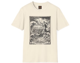 Moses Parting the Red Sea T-Shirt | Biblical Illustration, Vintage Scripture Art