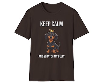 Keep Calm Dachshund (Sausage Dog) Crown T-Shirt | Funny Dog Illustration