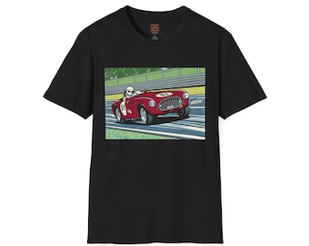 Pop Art Vintage Racing Car illustration T-Shirt | Classic Red Racecar Track Artwork