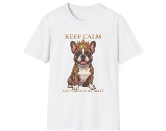 Keep Calm French Bulldog Crowned T-Shirt | Cute Dog Graphic Tee