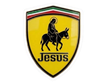 Jesus riding donkey sticker | religious shield decal, Christian faith
