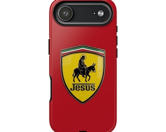 Jesus Riding Donkey Phone Case | Red Protective Christian Cover