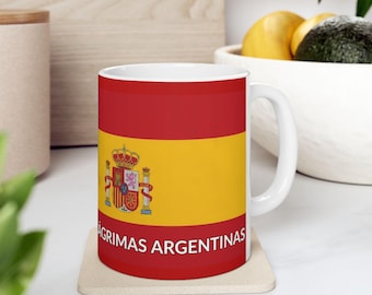 Lagrimas Argentinas Argentinean Tears Spain Flag Mug | Spanish Coat of Arms, Red Yellow Stripes, España Ceramic Mug
