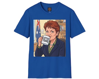 Pauline Hanson Drinks Leftist Tears cartoon, T-Shirt | Political satire Australia flag