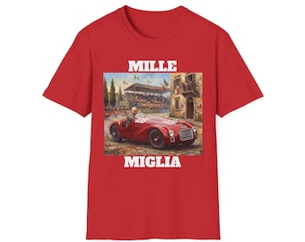 Mille Miglia Vintage Race Scene T-Shirt | Classic Car Rally Artwork