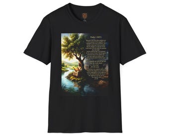 Psalm 1 KJV Scripture T-Shirt | Tree by Stream Christian Faith Tee