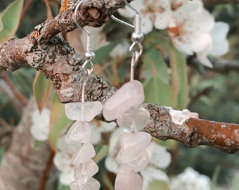 Rose Quartz 5 pièces Drop Boucles d’oreilles