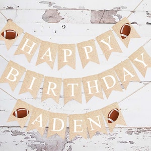 Football Happy Birthday Personalized Banner, Football Party, Happy Birthday Banner, Personalized Party Decor, Football Birthday Printable
