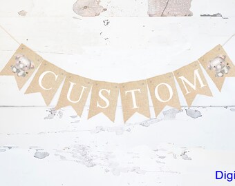 Elefant-Party-Dekor, rosa Baby-Elefant-Baby-Dusche-Dekoration, Elefant-Kinderzimmer-Dekor, personalisierte Elefant-Banner druckbare