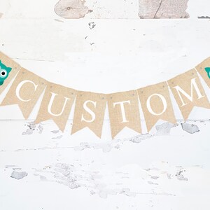 Owl Personalized Banner, Owl Banner, Owl Burlap Banner, Owl Garland, Owl Decor Printable