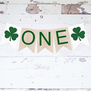 Kleeblatt erster Geburtstag Banner, St. Patrick's Day 1. Geburtstagsschild, St. Patrick's Party Girlande