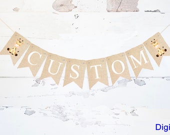 Safari kwekerij decor, Safari baby shower banner, giraffe banner, jungle feestdecoratie, aangepaste Safari banner, afdrukbaar