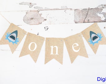 Birthday Decor, Shark One Banner, Baby Shark Banner, Shark Party, Beach Pool Party, Jaws Party, Shark First Birthday, Shark Banner Printable
