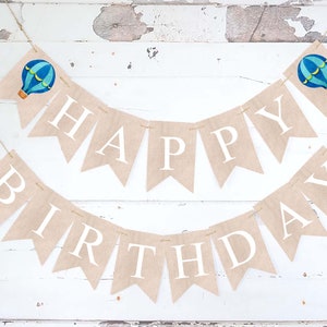 Hot Air Balloon Birthday Party Banner, Up Up and Away Party Decor, Hot Air Balloon Sign, Up and Away Birthday Printable