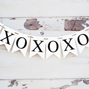 Valentine&#39;s Day Decor, XOXOXO Banner, Vintage Valentines Day Banner, Rustic Valentines Garland, Red Heart Burlap Banner, XO Sign Printable