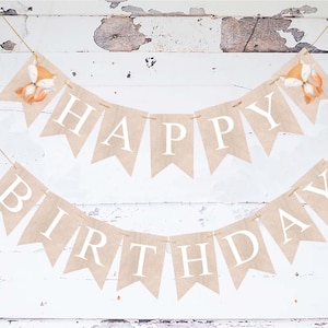 Fox Happy Birthday Banner, Woodland Birthday Party Decor, Fox Birthday Party Decorations, Woodland Party Banner, Fox Banner Printable