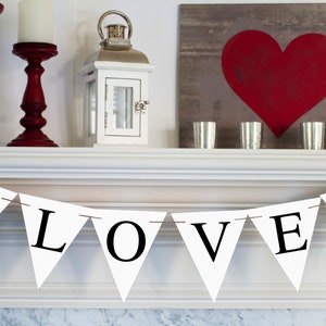 Rustic Love Banner, Valentine&#39;s Love Banner, Love Burlap Banner, Valentine&#39;s Day Decor Printable
