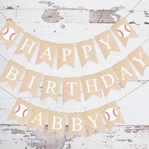 Baseball Happy Birthday Personalized Banner, Baseball Party Decoration, Baseball Birthday Party, Personalized Birthday Banner Printable