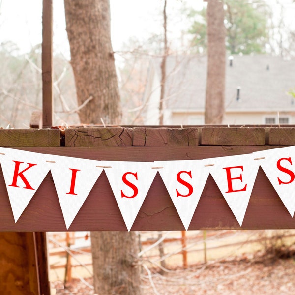 Rustic Kisses Banner, Valentine's Kisses Burlap Banner, 25 cent Kisses Burlap Banner, Rustic Valentine Banner Printable