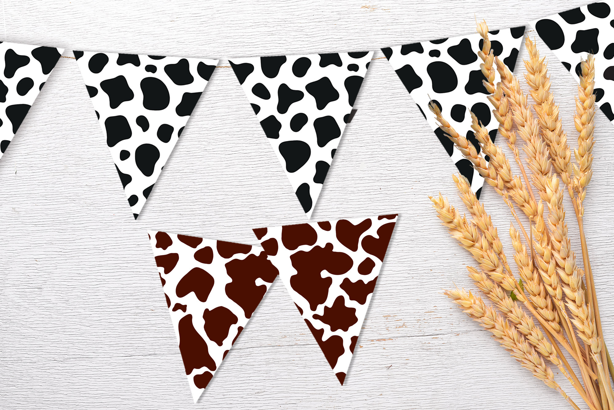 Cow Spots Banner Brown Cow Spots and Black and White Cow Spots Garland Farm Them Party Decor Printable