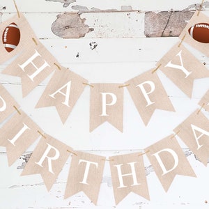 Football Happy Birthday Banner, Sports Happy Birthday Banner, Football Banner, Football Birthday Party, Football Burlap Banner Printable