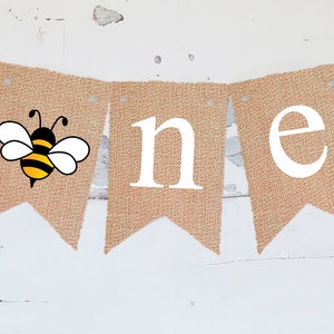 Bumble Bee Decorations, Bee One Banner, Bumble Bee 1st Birthday Party, Honey Bee Highchair Banner, Summer 1st Birthday Sign Printable