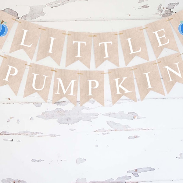 Fall Birthday Decor, Little Pumpkin Banner, Blue Watercolor Pumpkin Decor, Fall Baby Shower Decor, Blue Pumpkin Party Garland Printable